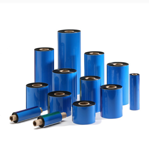 Восковая Термотрансферная лента от завода AEBO, серебристая/синяя поводковая пленка для настольной упаковки, принтер для этикеток 90*360