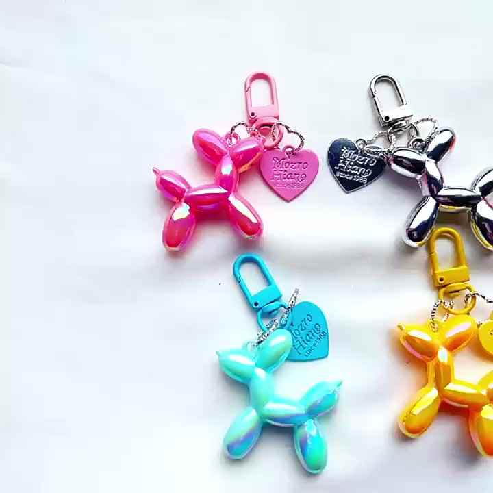 Wholesale Cute Laser Balloon Dog Colorful Key Chain Cute Pet Dog