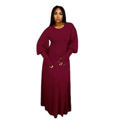 New autumn and winter loose solid color floor skirt ladies fashion dress one-piece