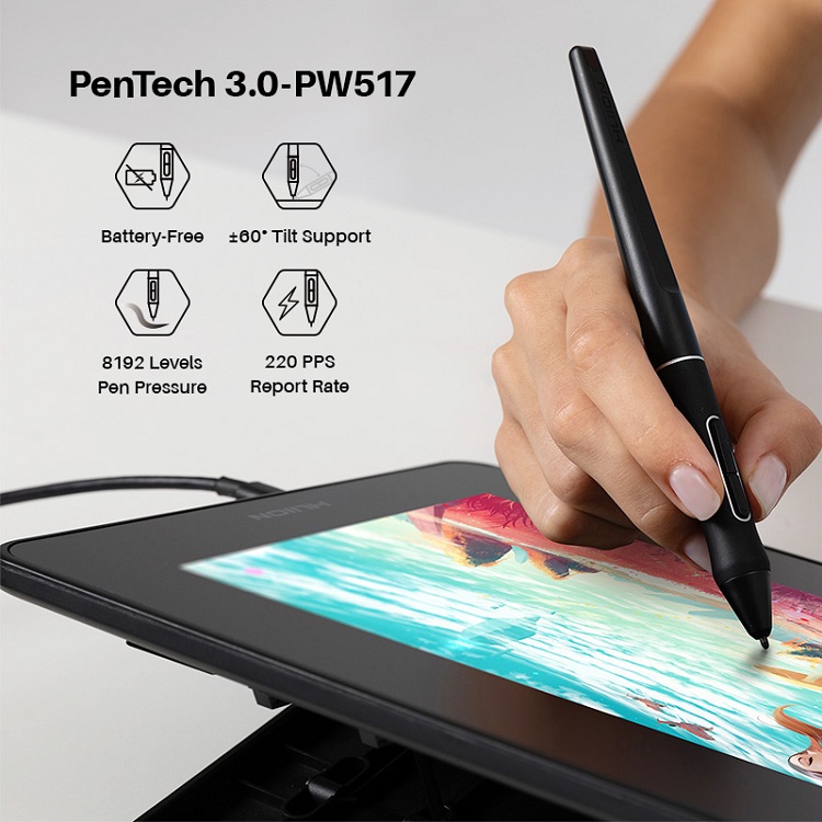 Penna PW517 8192 Livelli Per Huion Kamvas: Disegna Senza Batterie E Con 10 Puntine Di Ricambio!