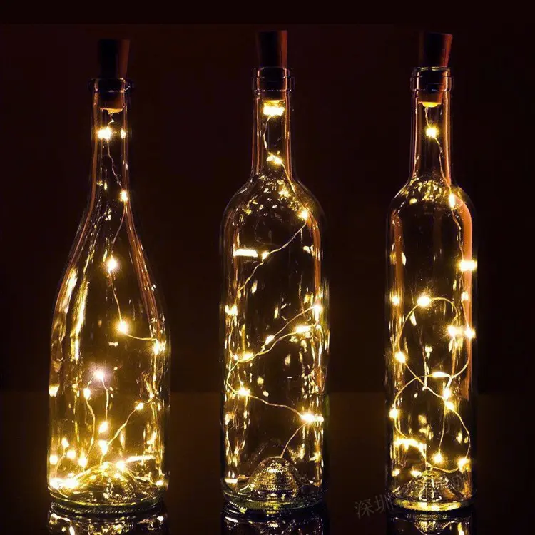 Christmas decoration lighting 20 LED Battery operated Cork Copper wire fairy light wine bottle string light