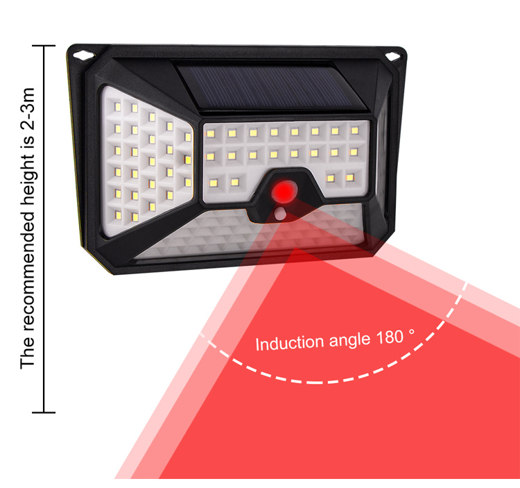 109 LED Waterproof Solar Light Wall Mounted Human Motion Sensor Solar Wall Light