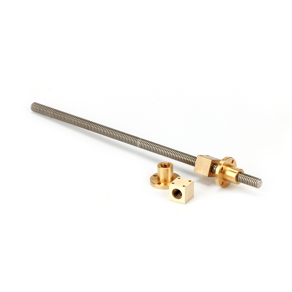 Tr10x2 Stainless Steel Trapezoidal Thread Lead Screw 2mm pitch Brass Square Nut