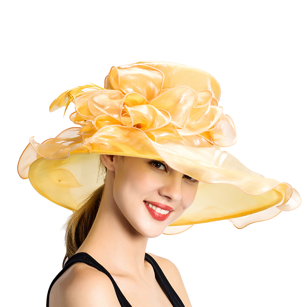 ladies yellow wedding hats