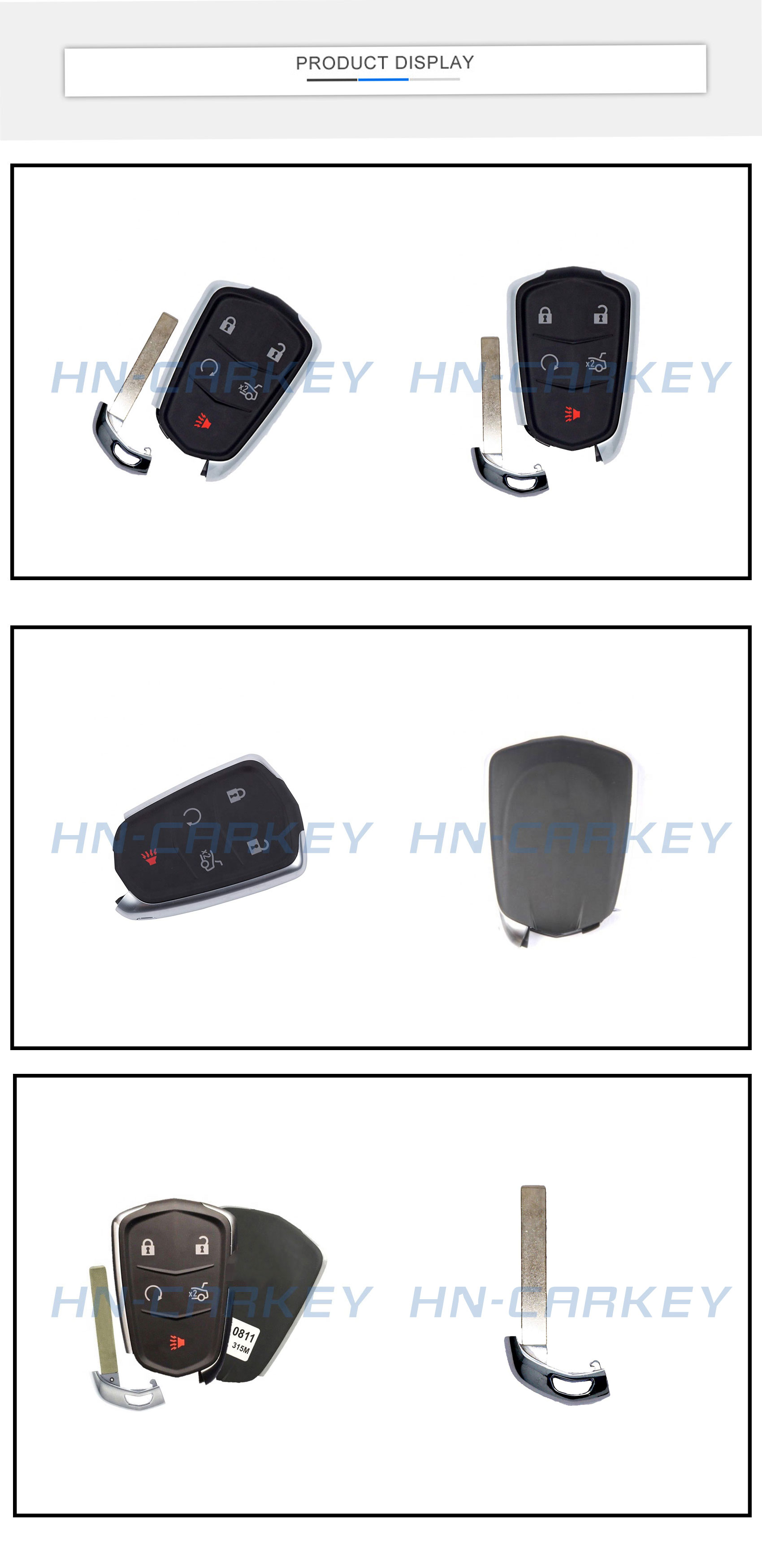 Original 5 Button 315MHz  folding  remote entry with  46 chip Car Smart Key Keyless for  ATS CTS XTS FCCID HYQ2AB GM 13598507