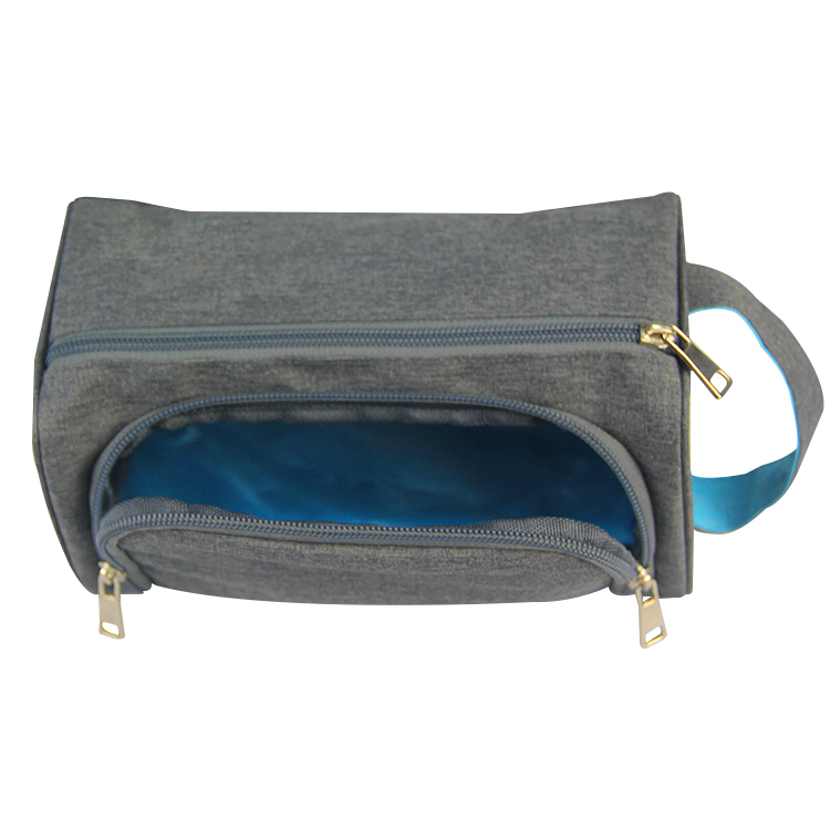 Bolsa de maquillaje cosmético de viaje con logotipo de marca personalizada rpet reciclado, artículos de tocador para mujeres y hombres