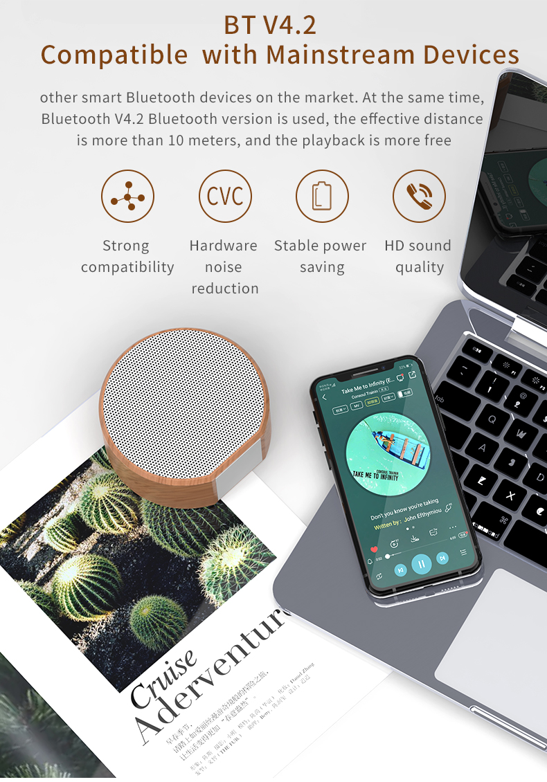 ODM Outdoor Bluetooth Speakers , Mini Wireless Speaker BT4.2 6 Hours Playing Time