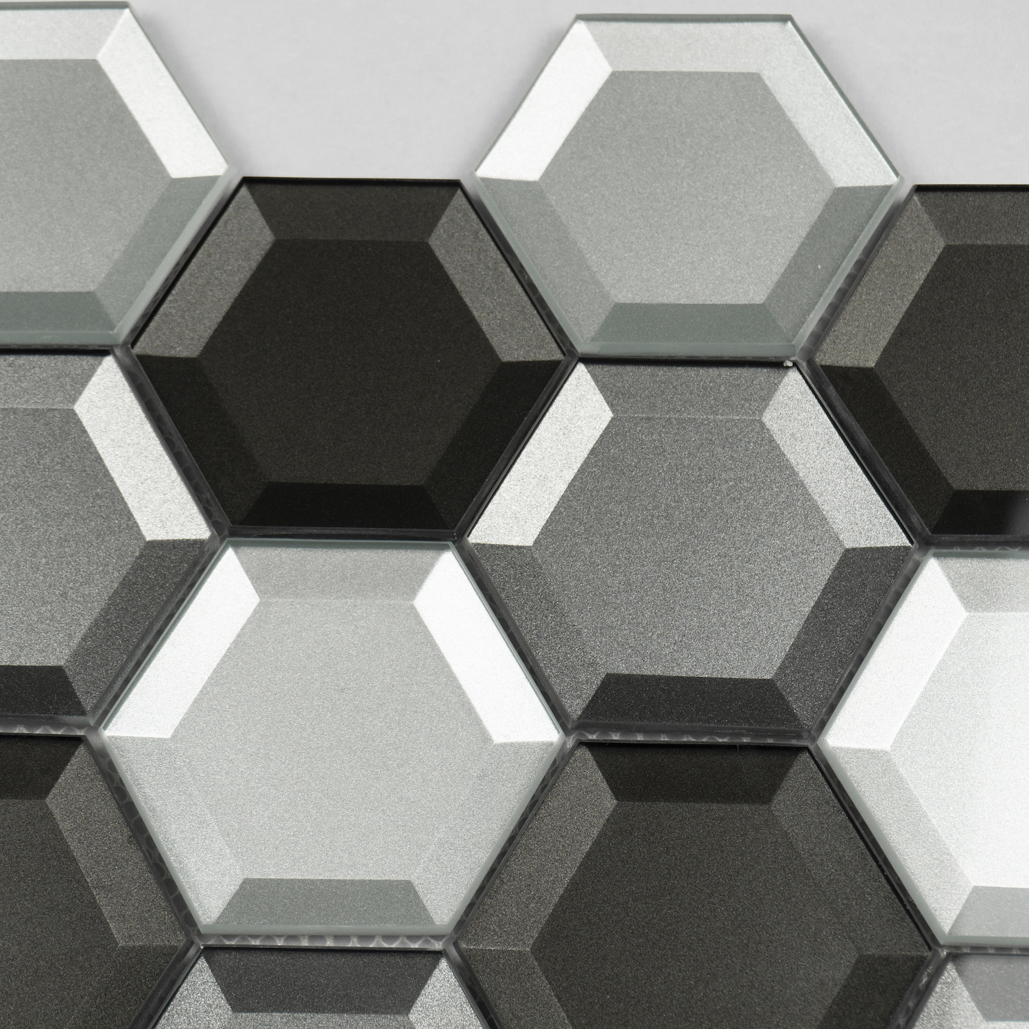 Hotel Project Glass Hexagonal Mosaics Crystal Mixed Color 8mm Thickness Mosaic Tile