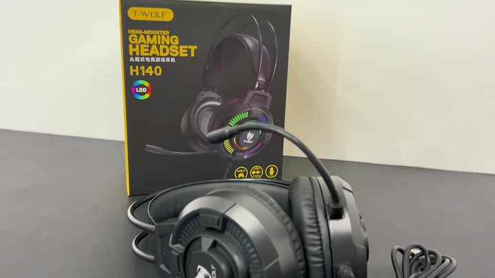 T-WOLF H140 Wired Gaming Headset with RGB Lighting & ANC - Ideal