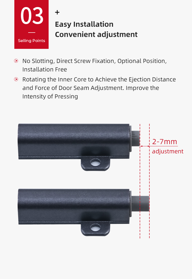 Cabinet Door Damper Aluminum Cover Door Buffer  Push to Open System with Magnetic