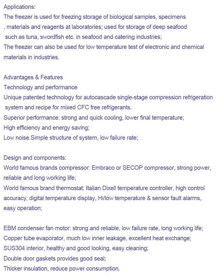 -45C low temperature freezer 208L horizontal household ultra low temperature freezer commodity tuna ultra low temperature freeze