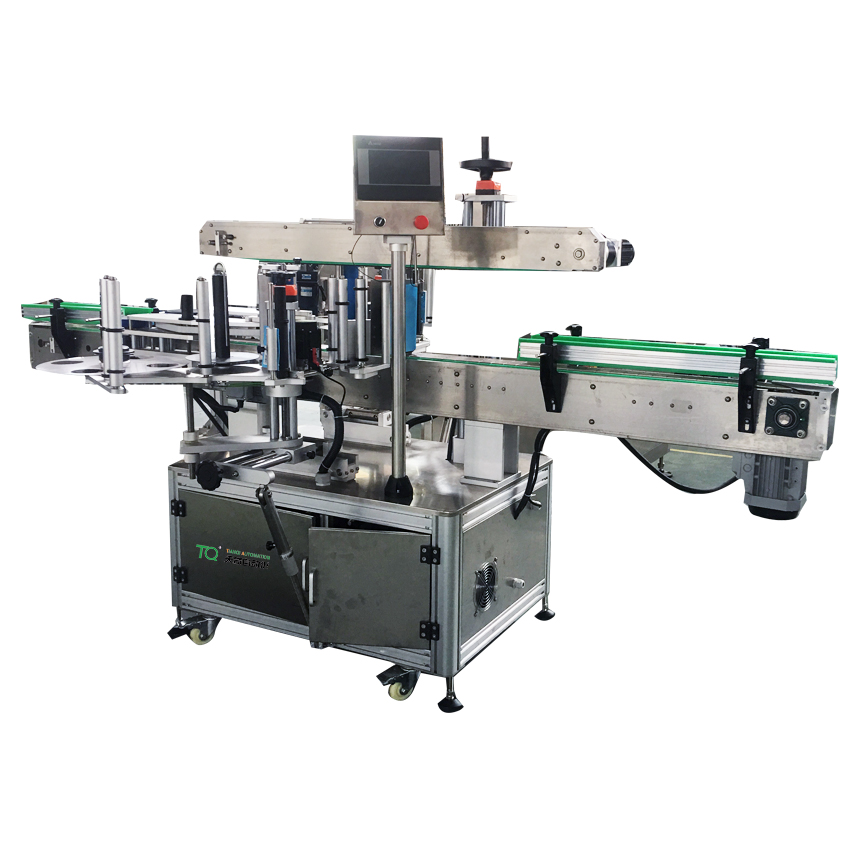 Full automatic two sides adhesive labeling machine for flat bottles