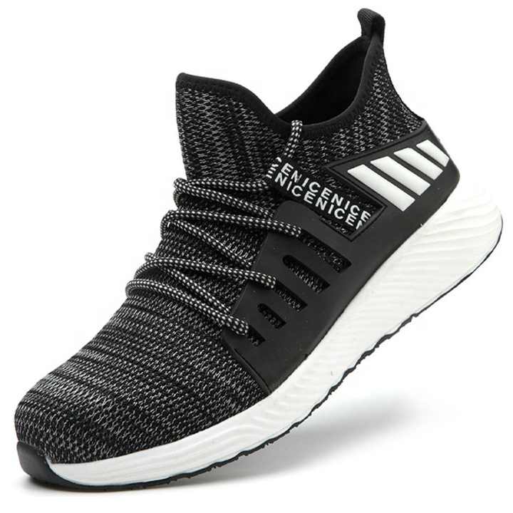 Factory Price Fashion Men Non Slip Fly Knitting Brand Sport Steel Toe  Safety Work Shoes Footwear