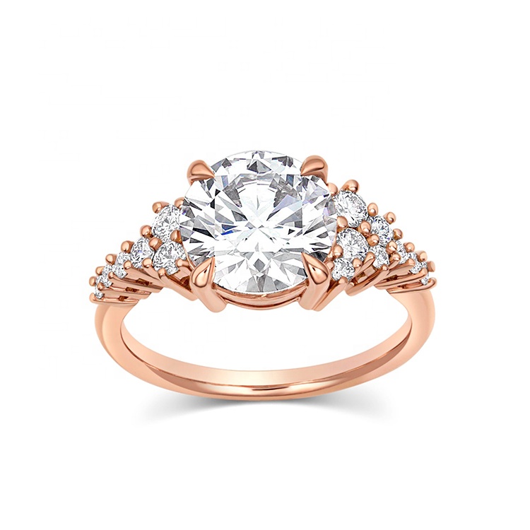 AAA Gems Women's 2 Carat Round Cut Wedding Rings 14K Rose Gold VVS Moissanite Diamond Engagement Ring for Wedding
