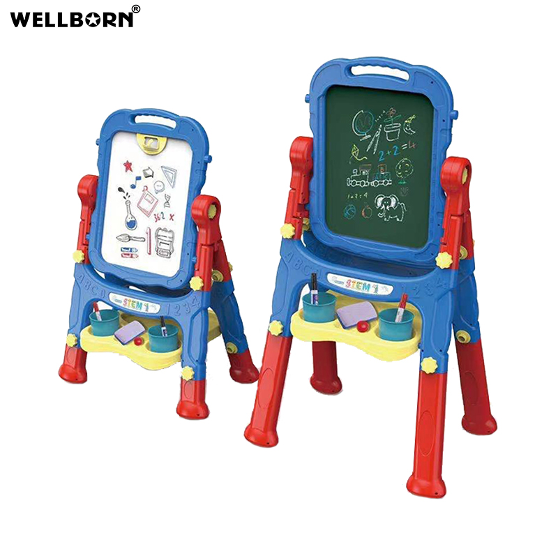 Детский мольберт, игрушки для малышей, доска для сухого стирания и доска, двусторонняя Регулируемая по высоте доска для рисования с дополнительными аксессуарами