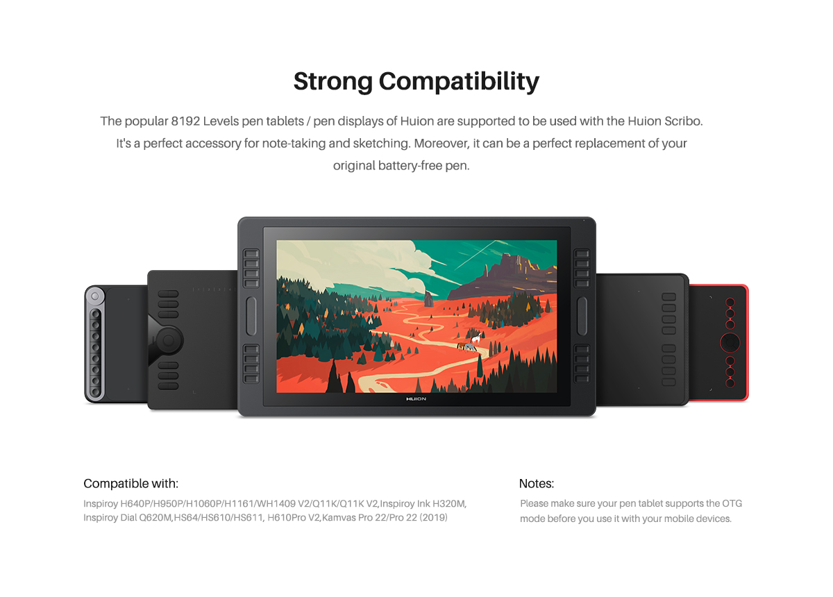 2020 HUION new released scribo PW310  8192 levels touch screen pen for graphic tablet