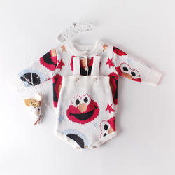 Autumn And Winter 0-2 Year Old Baby Girl Coat Cute Print Sling Climbing Suit Thicken