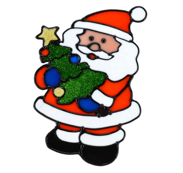 Съемные рождественские украшения из ПВХ на заказ, гелевые наклейки на окна