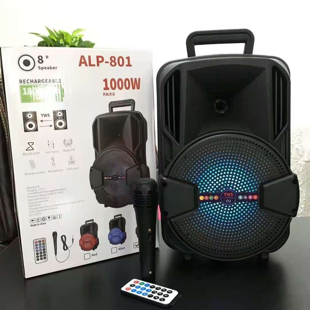 2021 amazon Hifi 8 inch big power speaker best selling blue-connect wireless portable trolley outdoor speaker with 1800MAH