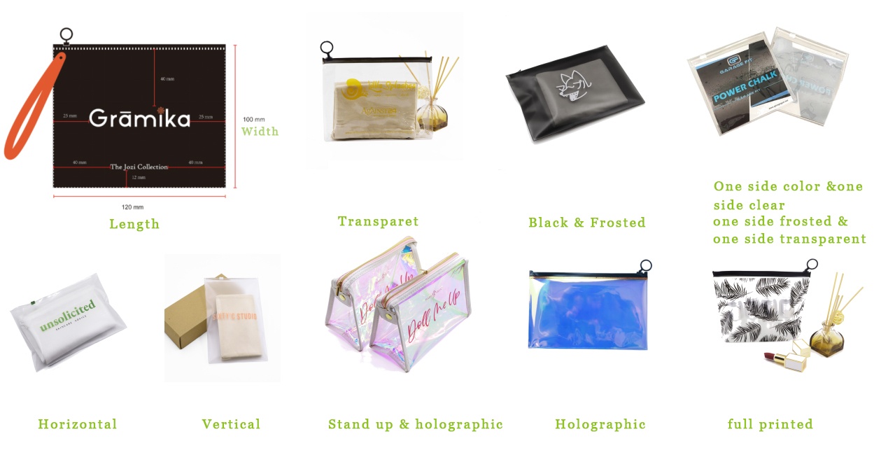 Zipper Top Apparel Bags, Clothing, Shoes, Underwear, Garment. Bikini Swimwear Packing Bag. EVA Slide Bags