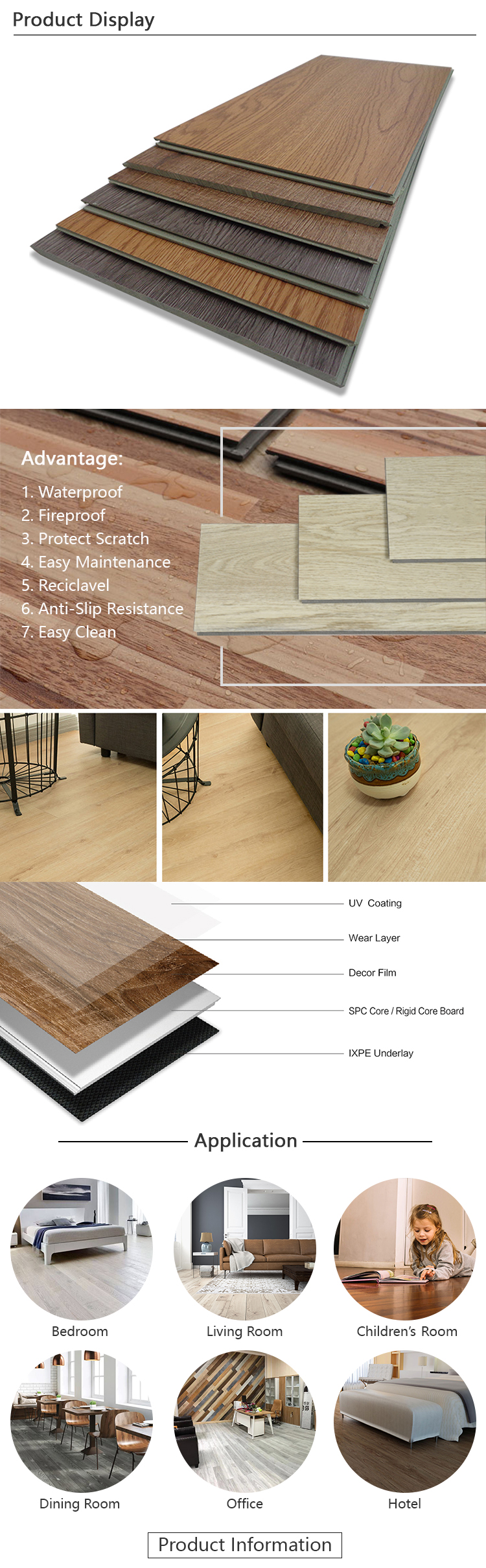 Luxury Laminated SPC Plank Vinyl Flooring For Hospital