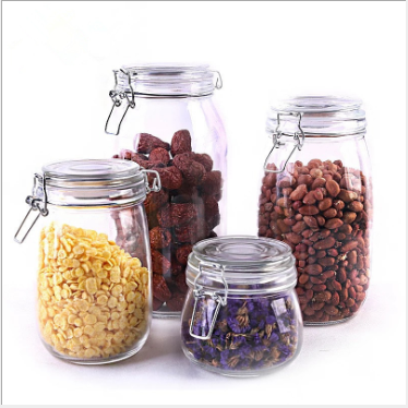 airtight glass jar with lock lid glass container for honey jam glass jar OEM welcome