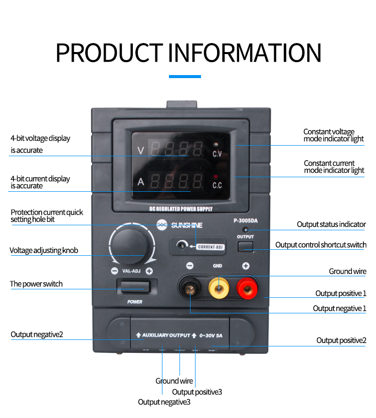 SUNSHINE P-3005DA POWER SUPPLY FOR REPAIR MOBILE PHONE 30v 5a