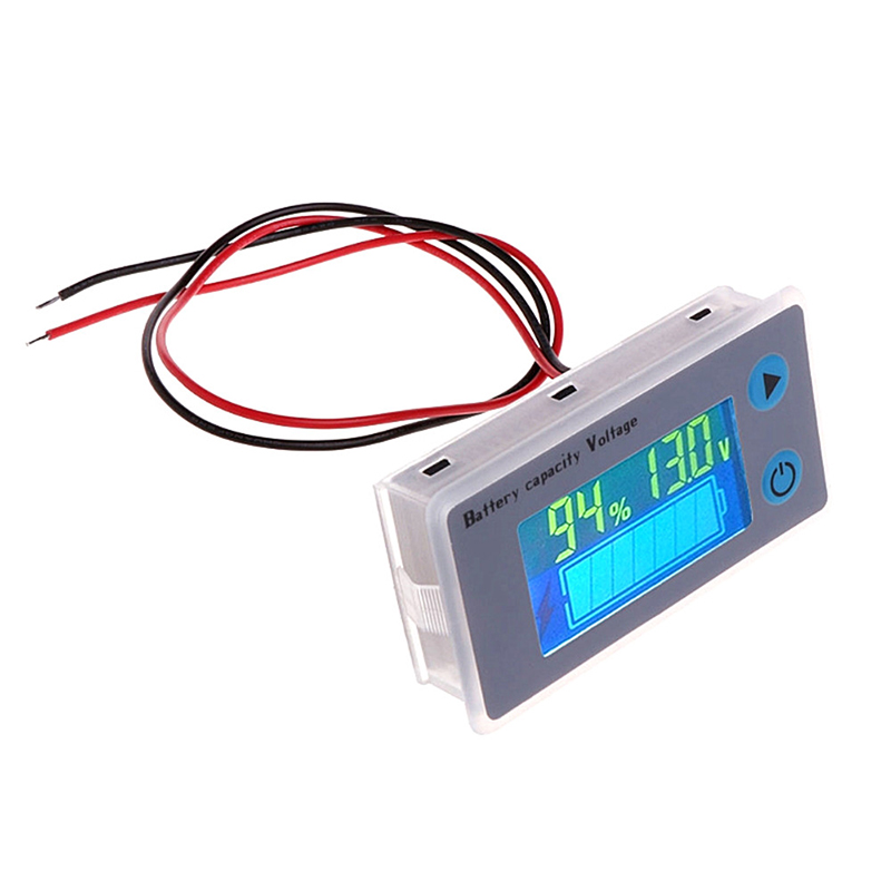 YB28VE-W 2 Wires Power Voltage Monitor for Electric Vehicle Power Display Voltmeter Suitable for Lead-acid//NI-MH//Lithium//PolymerBattery Waterproof DC 6-120V Digital Battery Voltage Meter Power Gauge