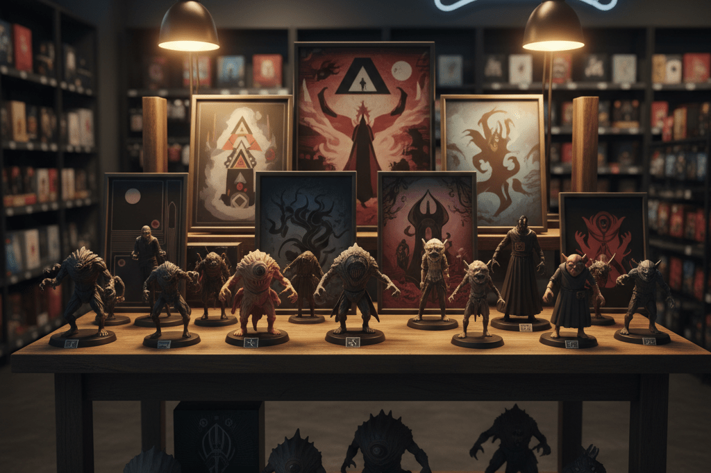 Retail display showcasing horror-themed collectibles under warm ambient lighting, reflecting data-driven merchandising strategies