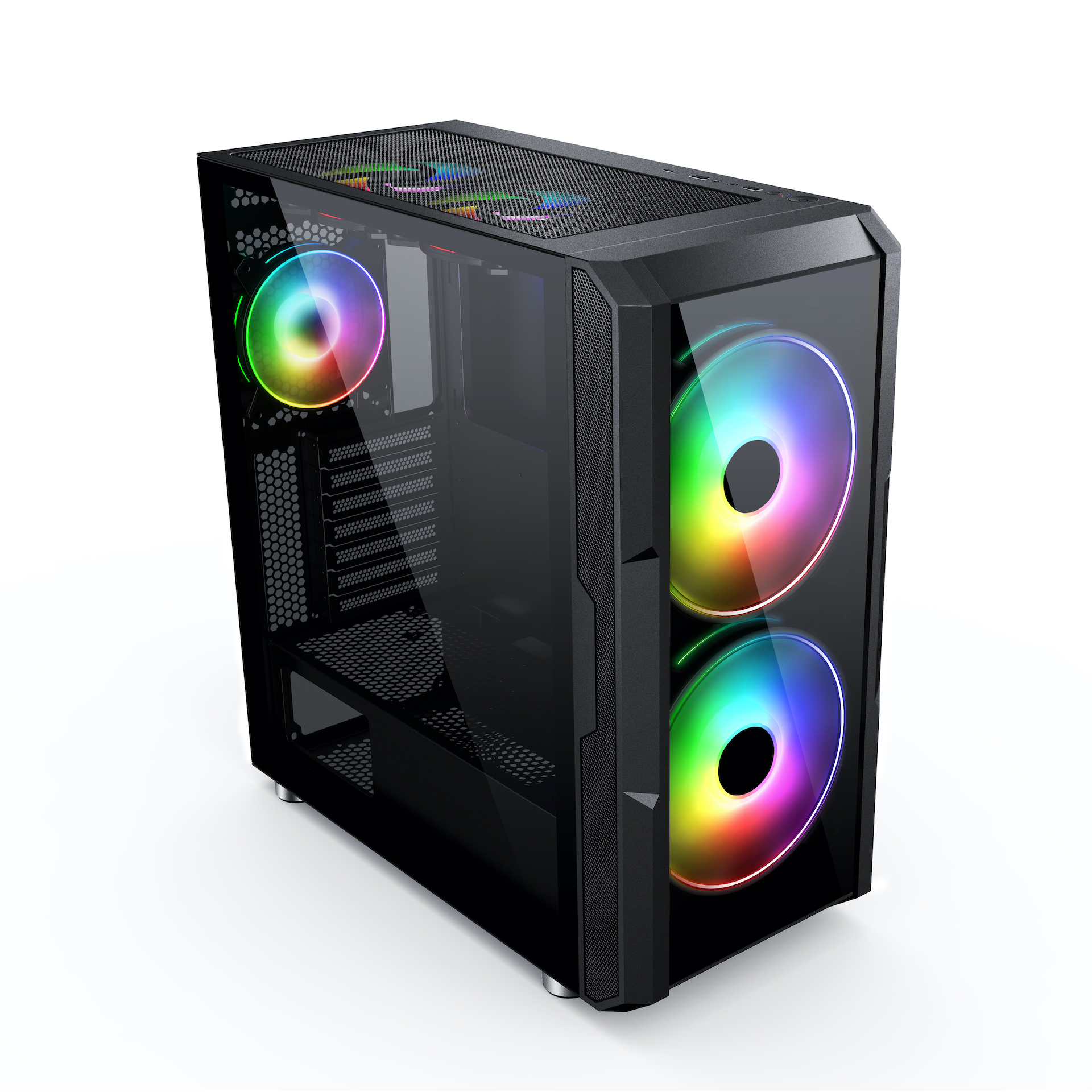 sama钢化玻璃全塔式电脑机箱usb 3.