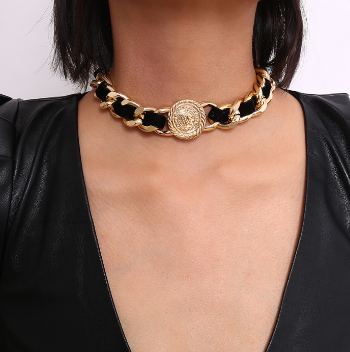 XG1019 2020 воротники с преувеличенными подвесками винтажные однослойные геометрические тканевые ожерелья-цепочки