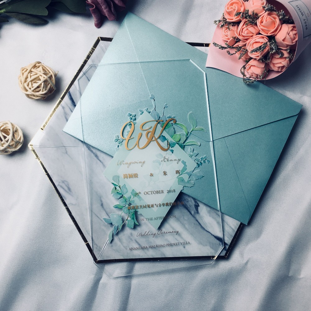 2021 высококачественное роскошное акриловое Свадебное приглашение на заказ