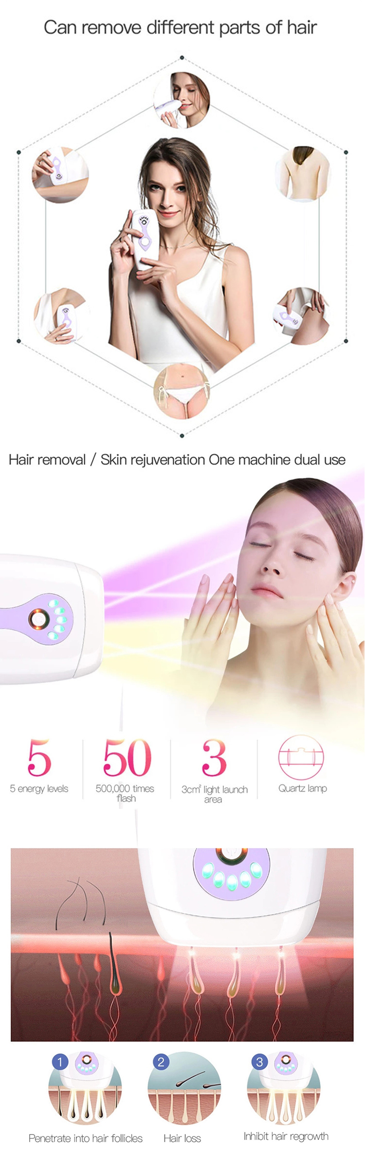 Mini Portable Permanent Private European Plug Label Laser Hair Removal Machine Ipl At Home