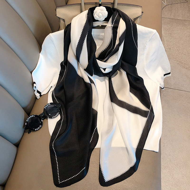 Весенне-летний Шелковый модный длинный шарф-шаль