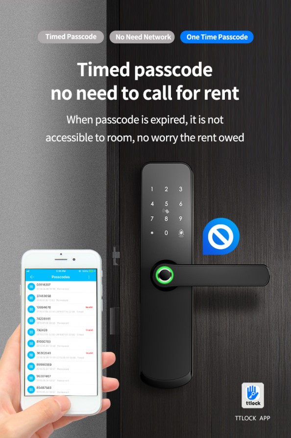 Air bnb home ttlock app unlock advanced aluminium main gate digital lock