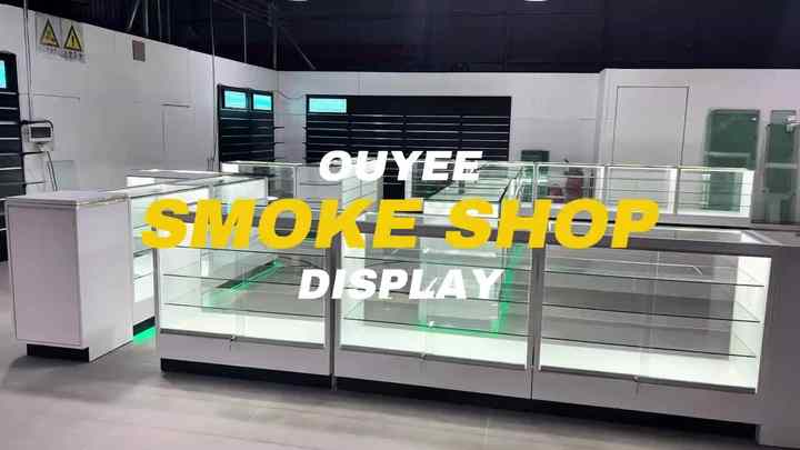 locking cigarette display case Rotating Portable LED Display Rack Foldable Glass Locking Cigarette Display  Case with Wood Display for Smoke Shop Mall Kiosk