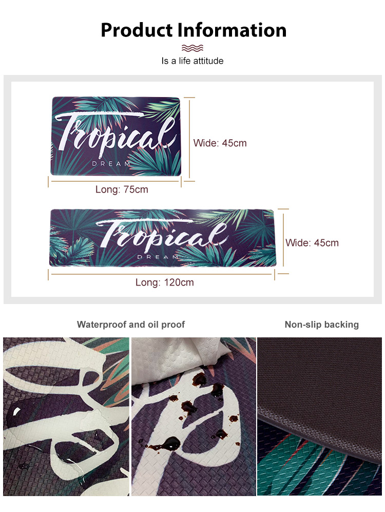 Hot sale pvc foam waterproof anti-fatigue home decor kitchen mat