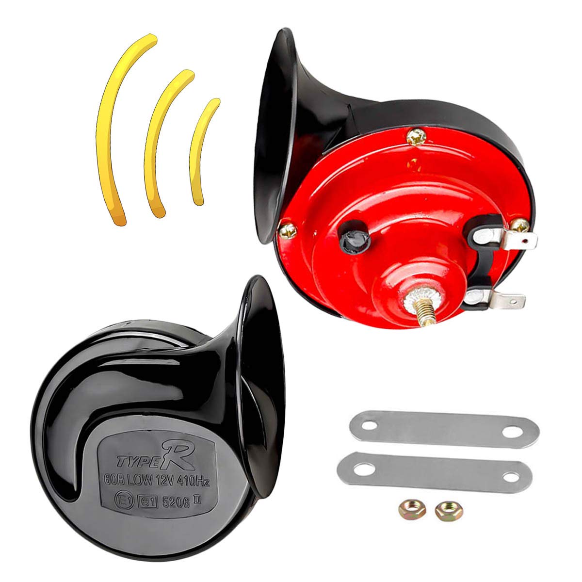 CAMTOA Car Horns 12v Electric Air Train Horn 120db Loud Waterproof Double Horn Snail Horns for Truck,Car,Motorcycle,Bike,Boat