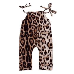 Factory direct approval of foreign trade hot sale explosion models boys and girls leopard sleeveless jumpsuit baby romper