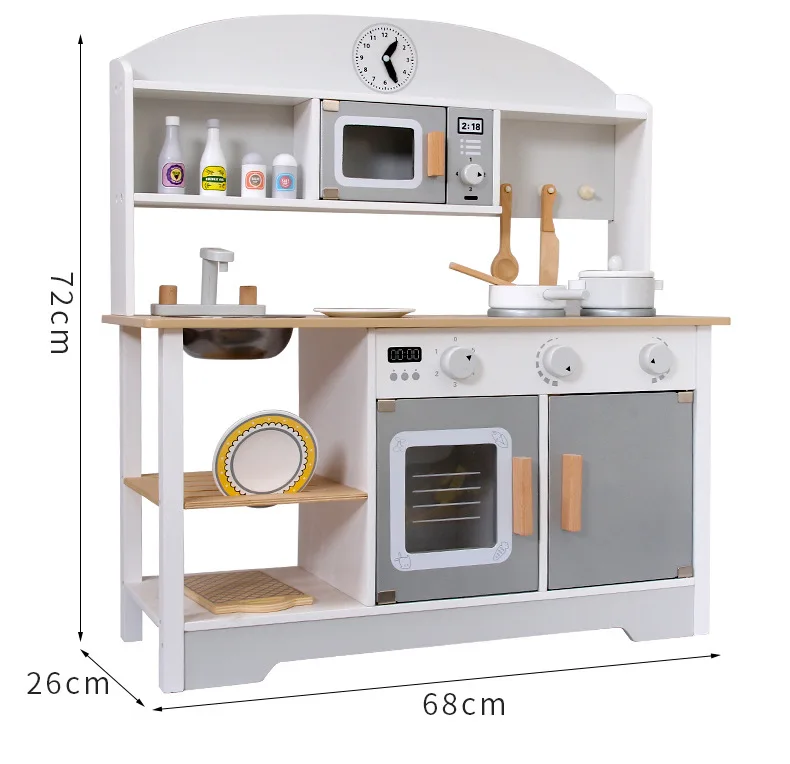 Kidzabi Wooden Kitchen Playset Toy White For Girls - W10C573