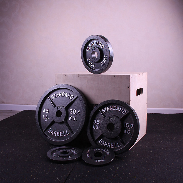 Gym Fitness equipment kg lb lbs Cast Iron barbell free Weight bumper Plates set