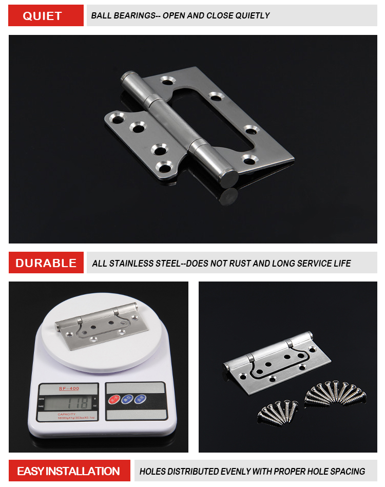 4x3x2 Stainless Steel Residential Wooden Door Hinge Flush Hinges