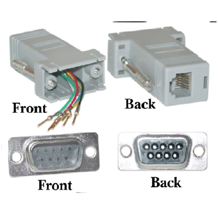 RJ11 Custom Pinout Serial Adapter Grey Male Modular DB25 to RJ12