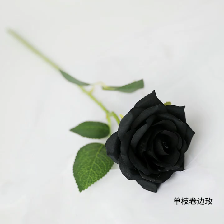13 Rose Nere Artificiali In Finta Seta, Stelo Lungo 53 Cm - Perfette Per Decorazioni Halloween, Matrimoni E Festa - 2