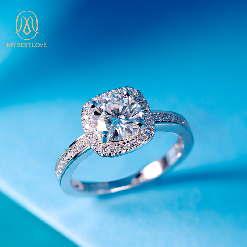 Wholesales Women Sliver Jewelry Pure 925 Sterling Sliver Ring Jewelry Custom Moissanite Diamond Silver Manufacturer Jewelry