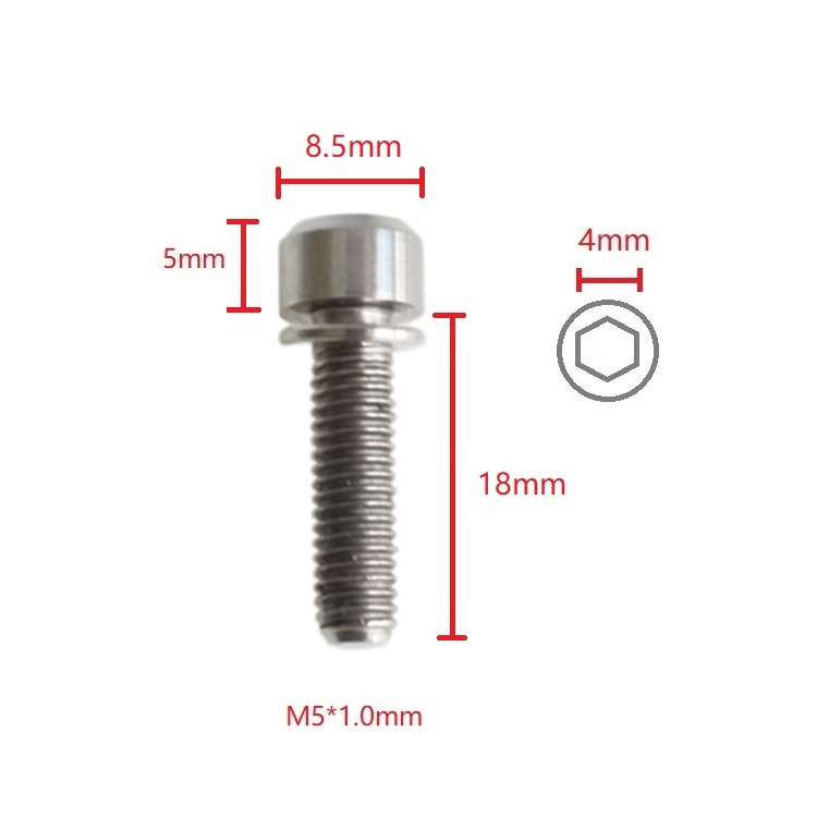 Titanium GR5 bolt M6x20 hexagon socket  cap head with washer  Ti-6al-4v tc4 titanium screw for bicycle