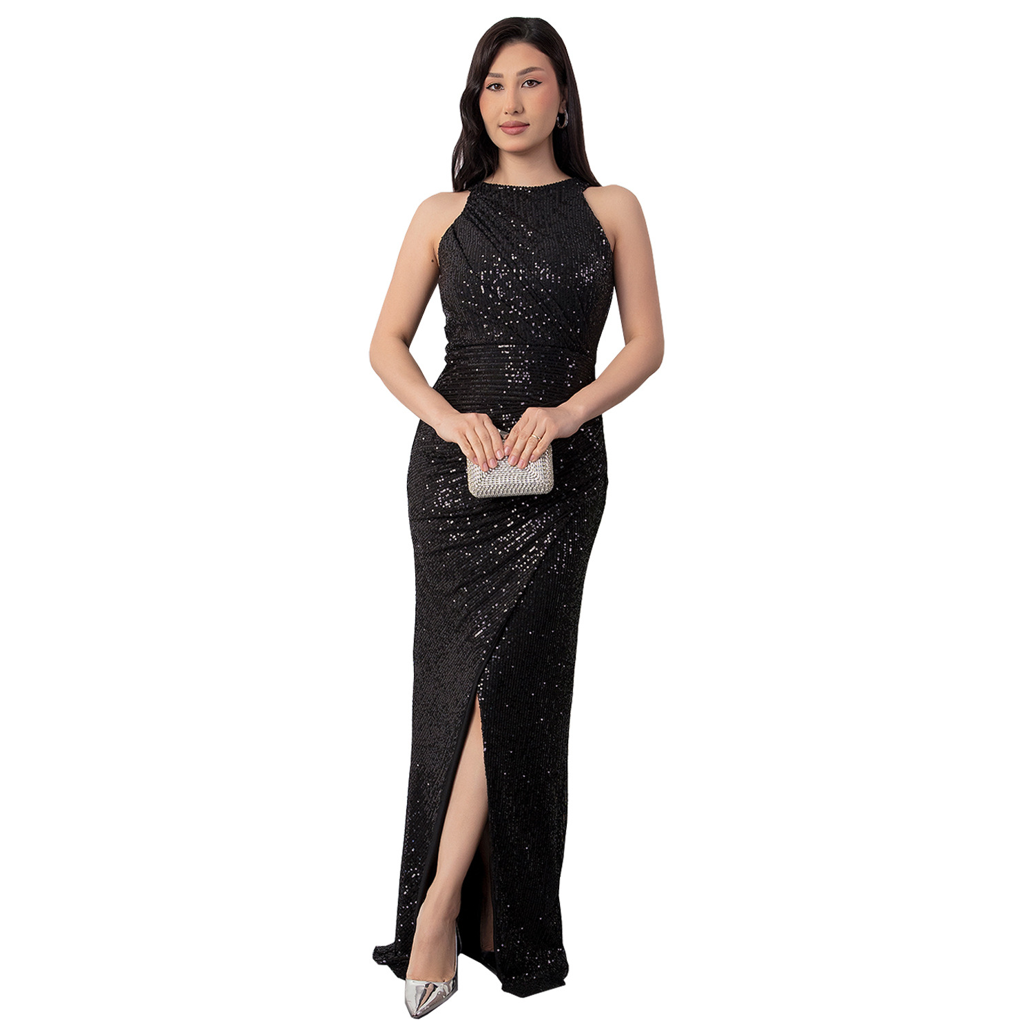 C7356 Elegant Satin Split Dress for Women Cross-border AliExpress for Amazon European American Fashion Formal Style with Sequins C7356 Elegant Satin Split Dress for Women Cross-border AliExpress for Amazon European American Fashion Formal Style with Sequins