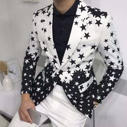 Star Print Slim Fit Suit Jacket Brand New Male Club Stage Blazer Man Formal Wedding Suit Prom Blazers For Men Costume Homme