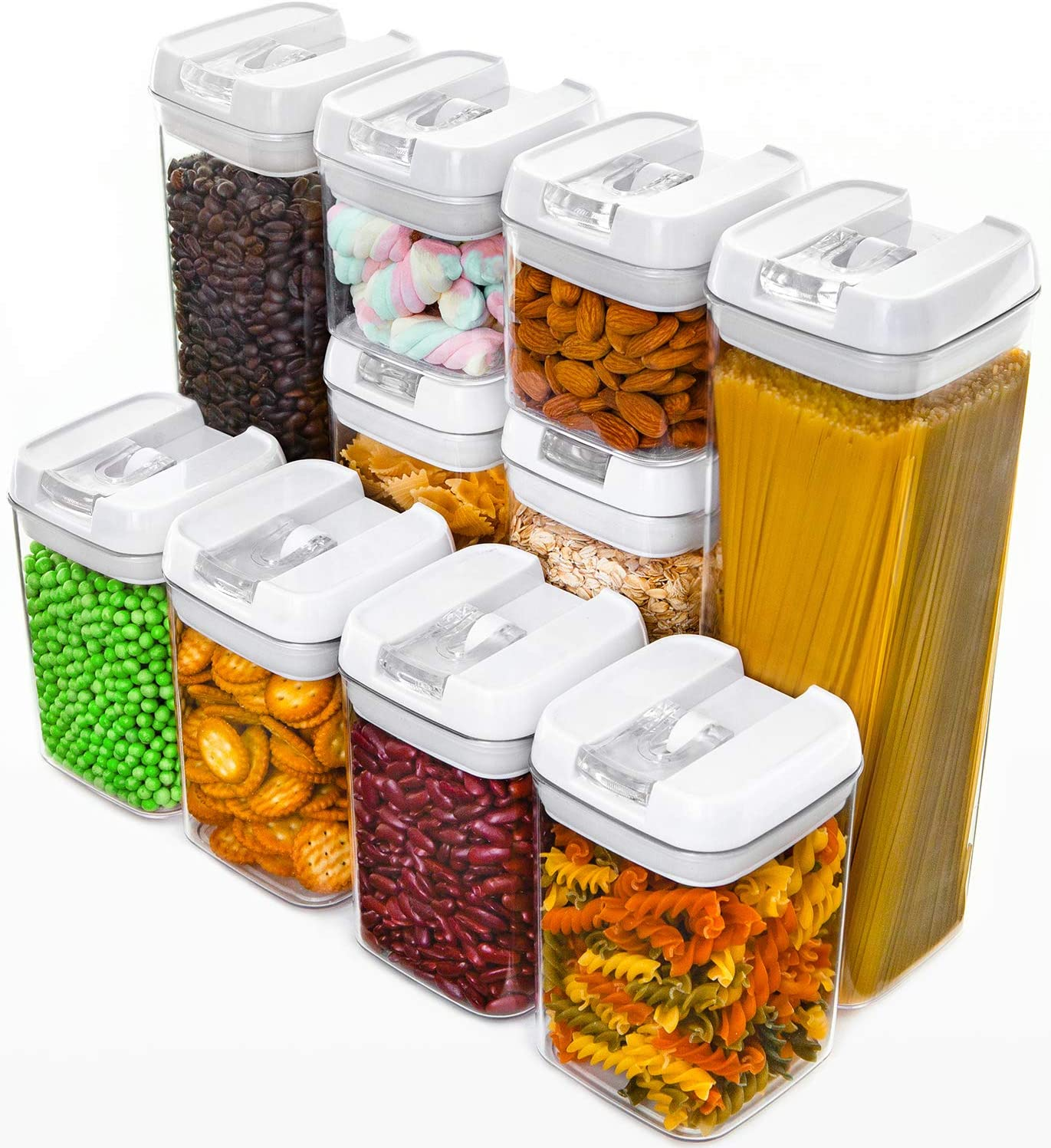 7包厨房餐具室组织容器bpa免费密封食品储存容器塑料谷物容器