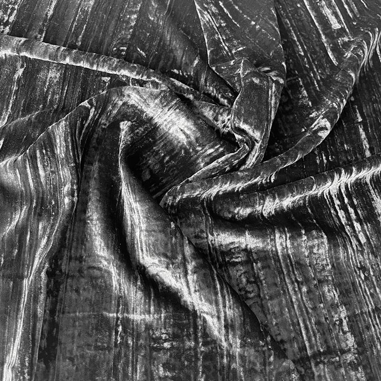 Шелковый бархат, мятый велюр, плиссированная бархатная Складная ткань для одежды